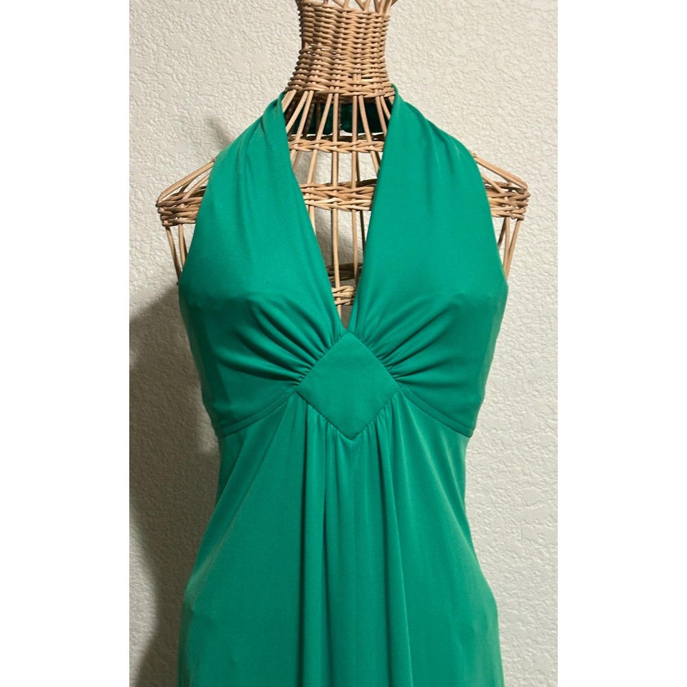 Vintage Act I New York Emerald Green Halter Maxi Dress Empire Waist Gown